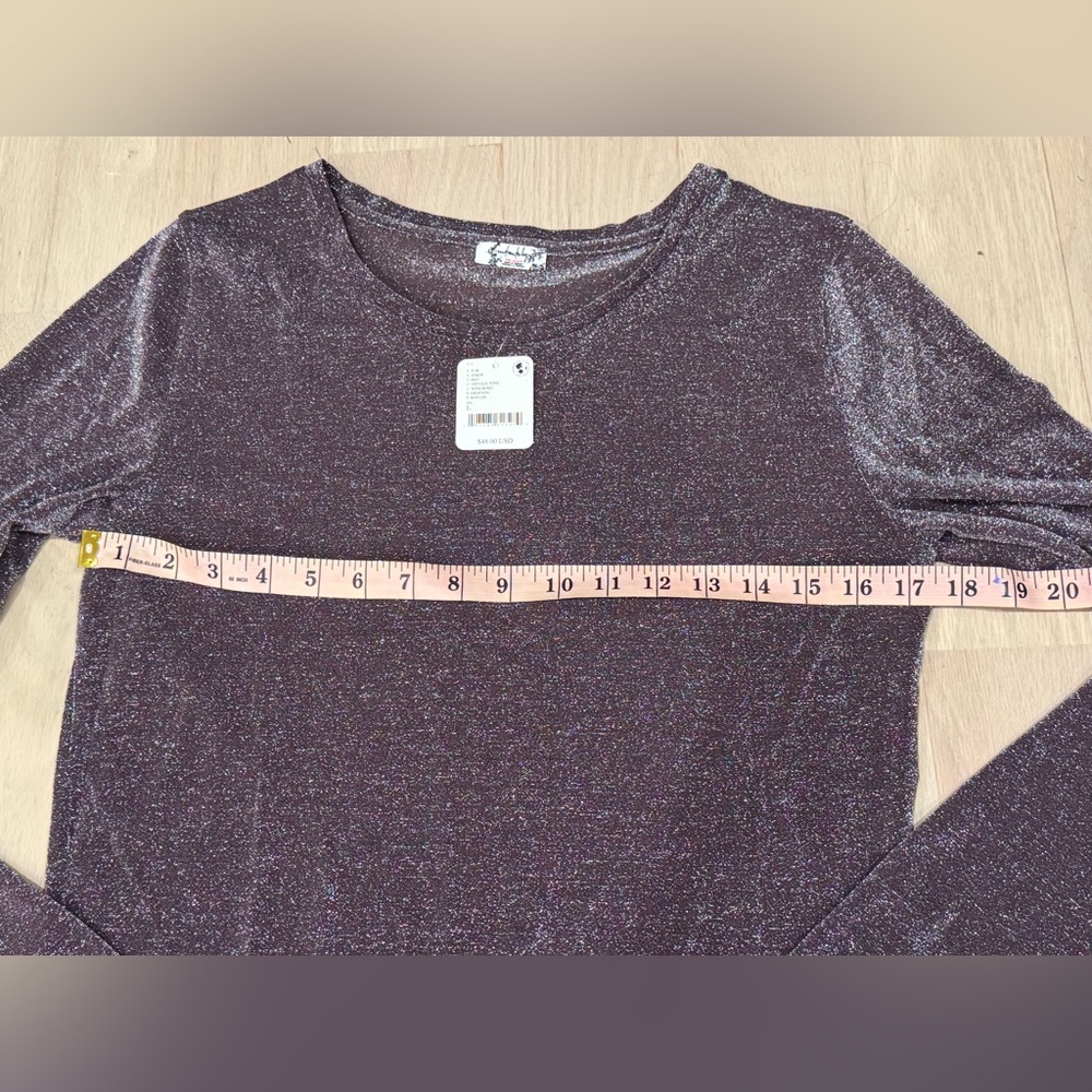 NEW Free People Intimately L Mesh So Well Layering Top Red Wine Metallic NWT - Picture 6 of 11
